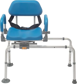 Sliding Shower Chair Tub Transfer Bench with Swivel Seat, Rotating Bathtub Bench with Padded Seat and No-Slip Suction Cups for Elderly and Disabled