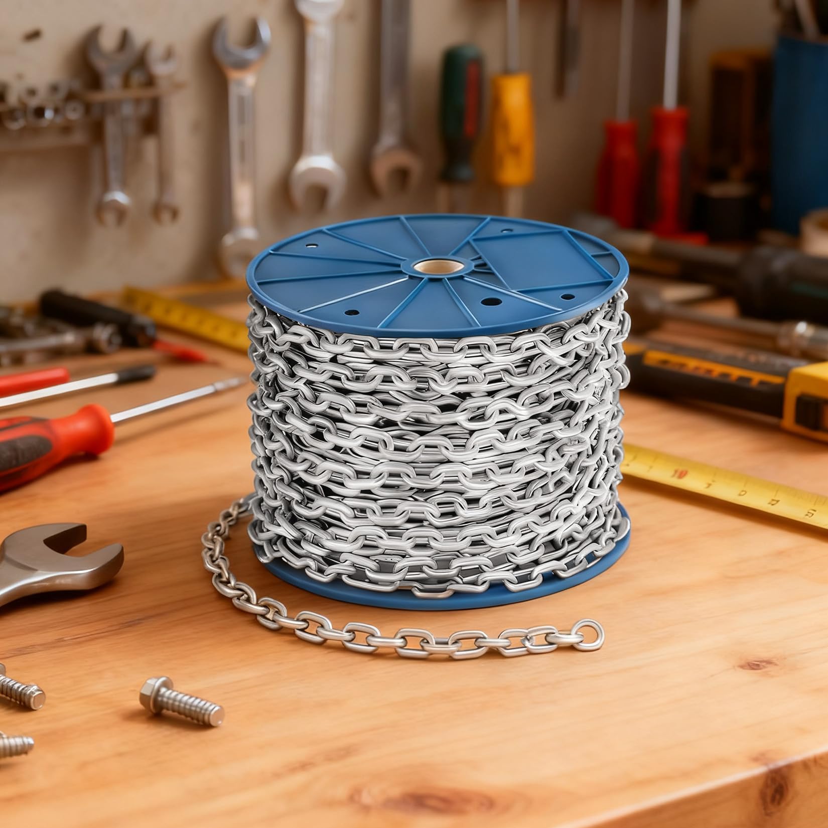 50ft 3mm Galvanized Iron Hanging Chain Roll - Metal Chains for Light Chain & Outdoor Use, Bird Feeders, Artworks, Flowerpots & DIY Home Projects — Amazon image 5