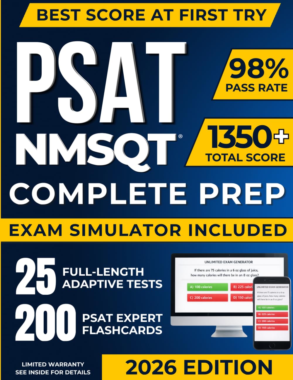 PSAT/NMSQT Test Prep: The Most Complete Study Guide Including our Advanced Exam Simulator Platform, 25 Full-Length Practice Tests, and 200 Flashcards to Master the PSAT and Earn National Merit