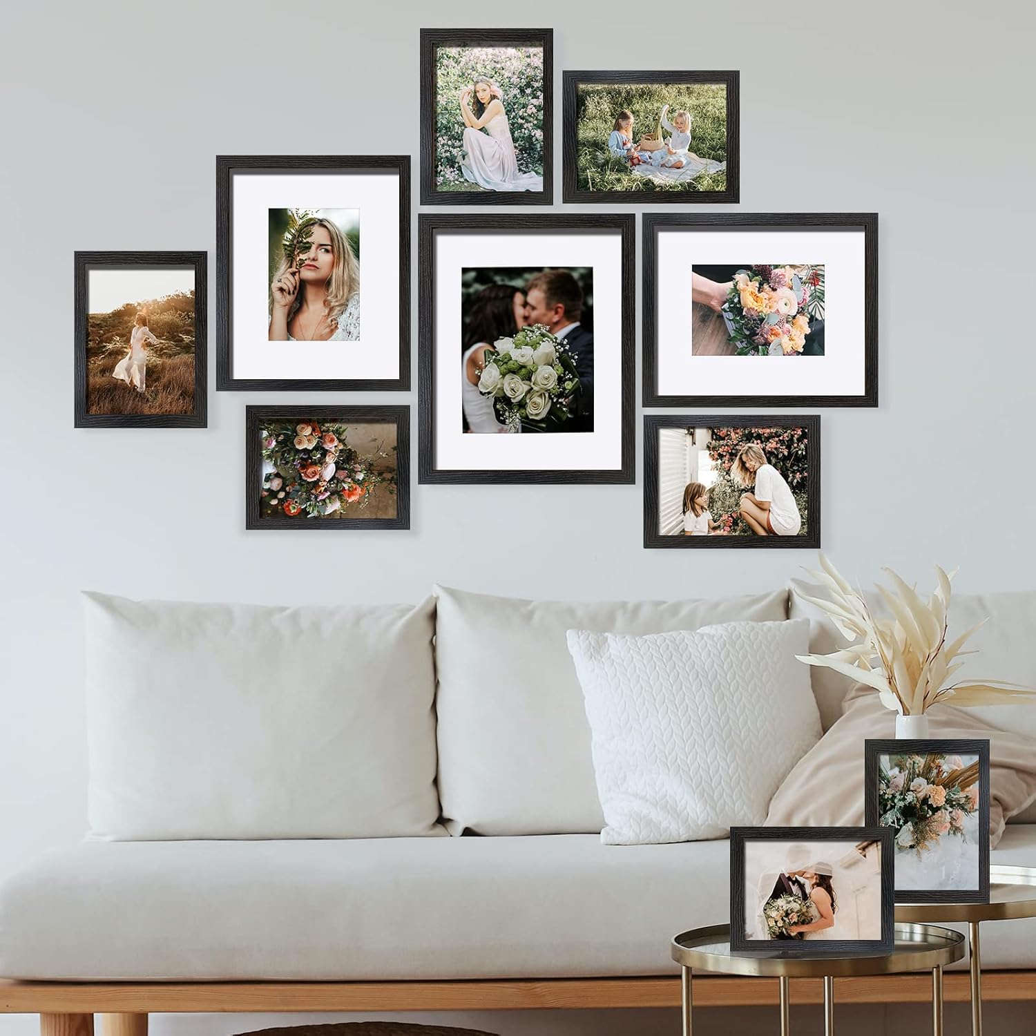 SESEAT Picture Frames Collage, Gallery Wall Frame Set with 11x14 8x10 5x7 4x6 Frames in Black Woodgrain Finishes, Set of 10 - Image 3