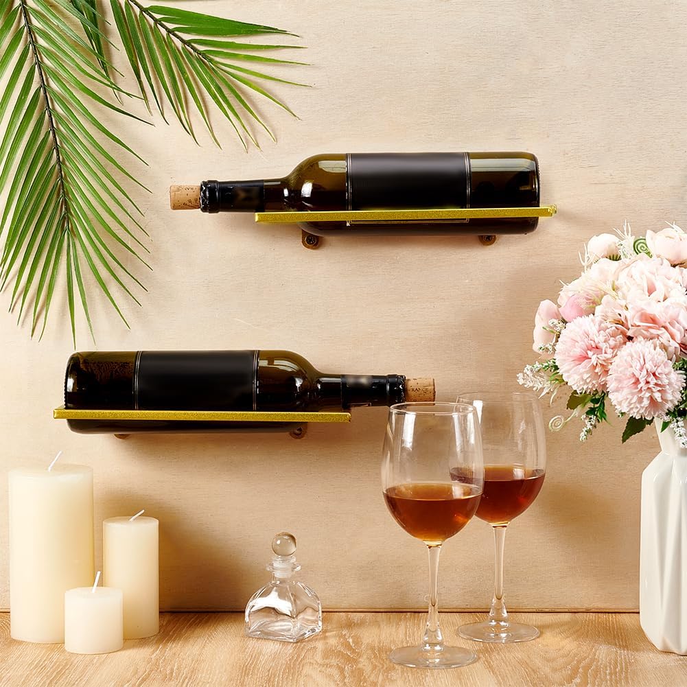 PH PandaHall 8pcs Metal Wall Mounted Wine Rack Organizer, Wall Mounted Wine Rack Wine Bottle Holder for Wine Bottles Liquor Champagne Display Kitchen Bar Home Decor, 10.2x3.5