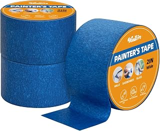 Painters Tape 2 Inch Wide, 3 Rolls Blue Painters Tape Bulk, 2 Inches x 55 Yards Masking Tape for Wall Painting & Protects Surfaces | Easy Removal, Sharp Lines, Indoor/Outdoor Use