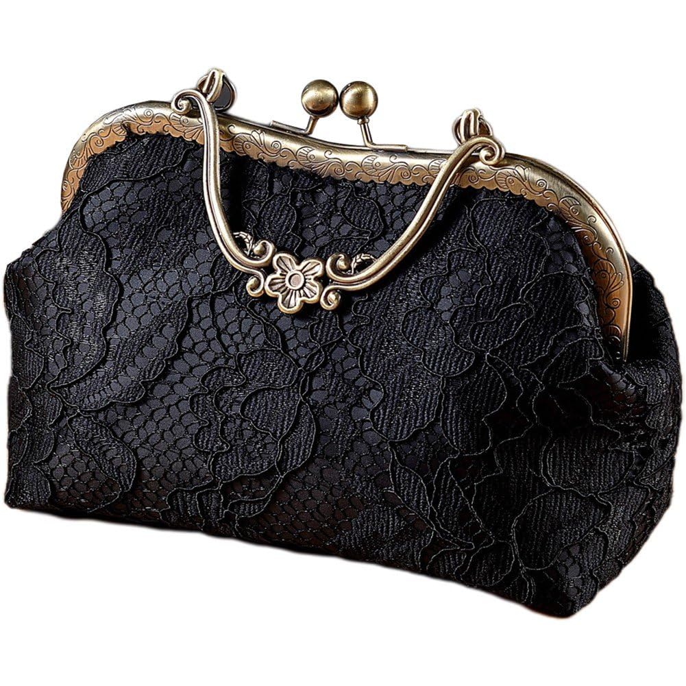 Sac de mariage vintage brodé avec poignée métal, le cadeau idéal pour femme élégante