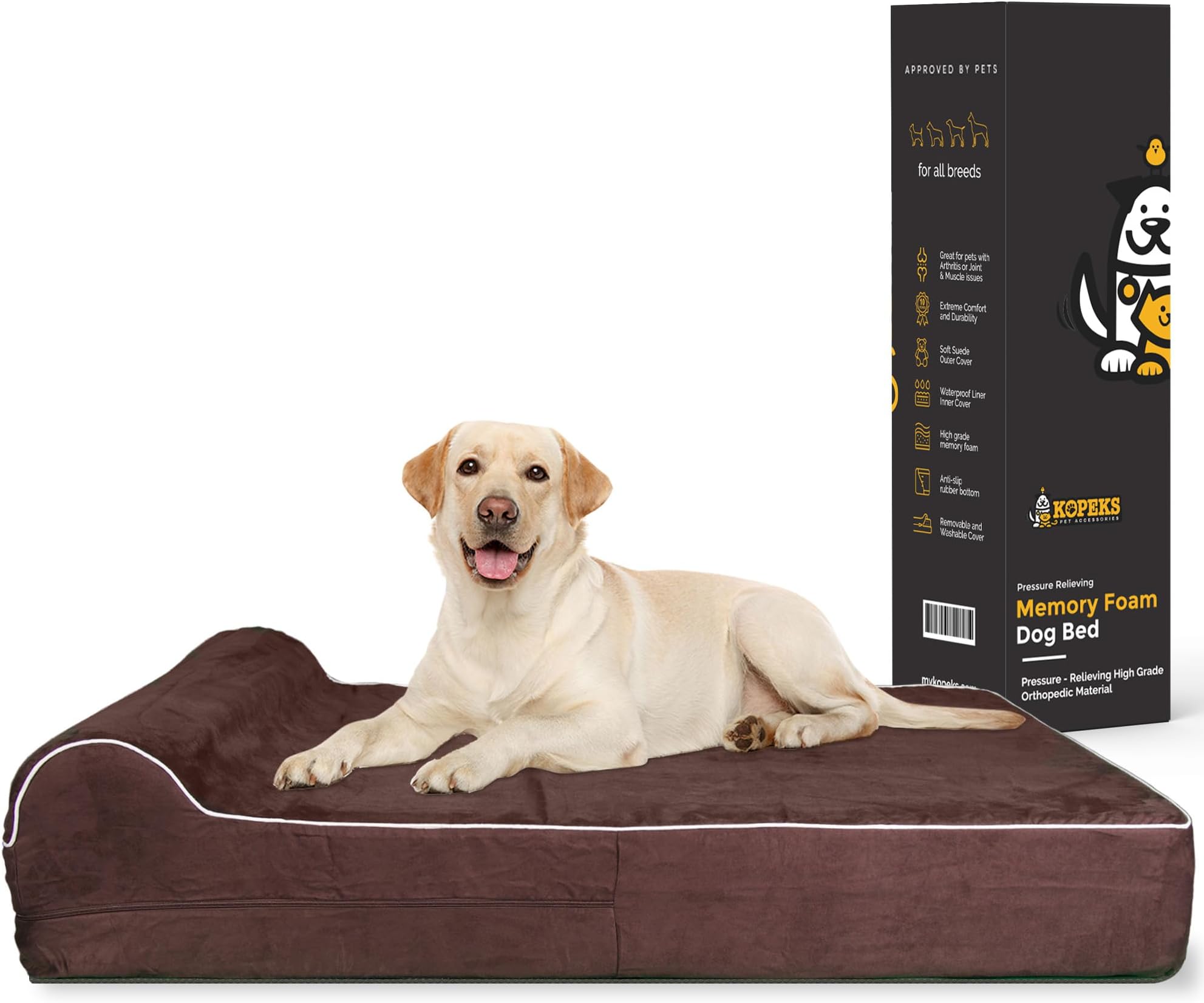 SnugglePedic Memory Foam Dog Bed Plush, Waterproof Pet