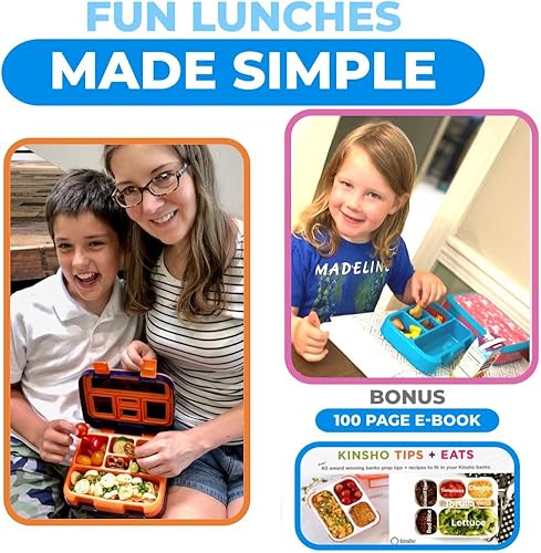 Miniatura 59 de Kinsho - Lonchera bento infantil, 5 secciones para control de porciones, bandeja de plástico desmontable sin bisfenol A, para niños preescolares