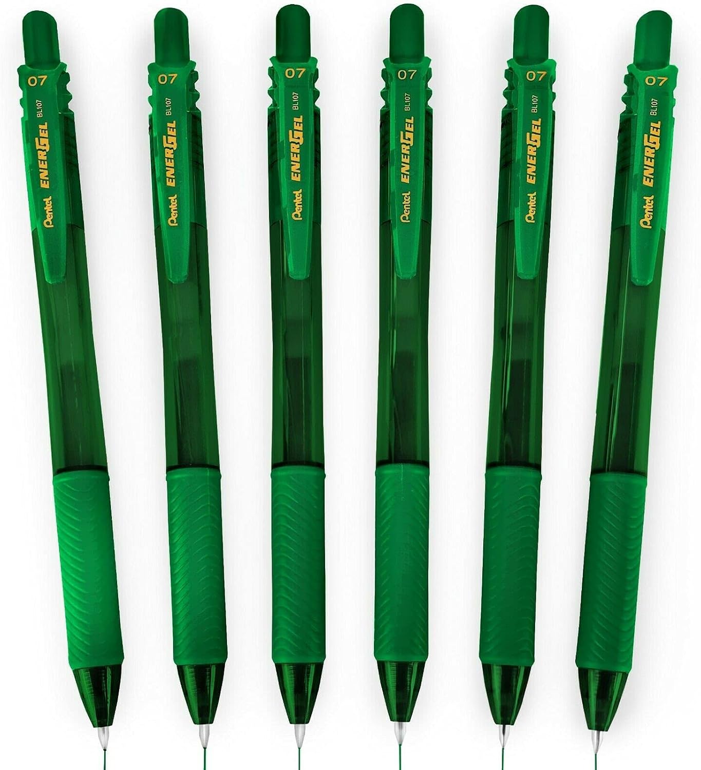 Pentel EnerGel X BL107 - Retractable Liquid Gel Ink Pen - 0.7mm - 84% Recycled - Green - Box of 12