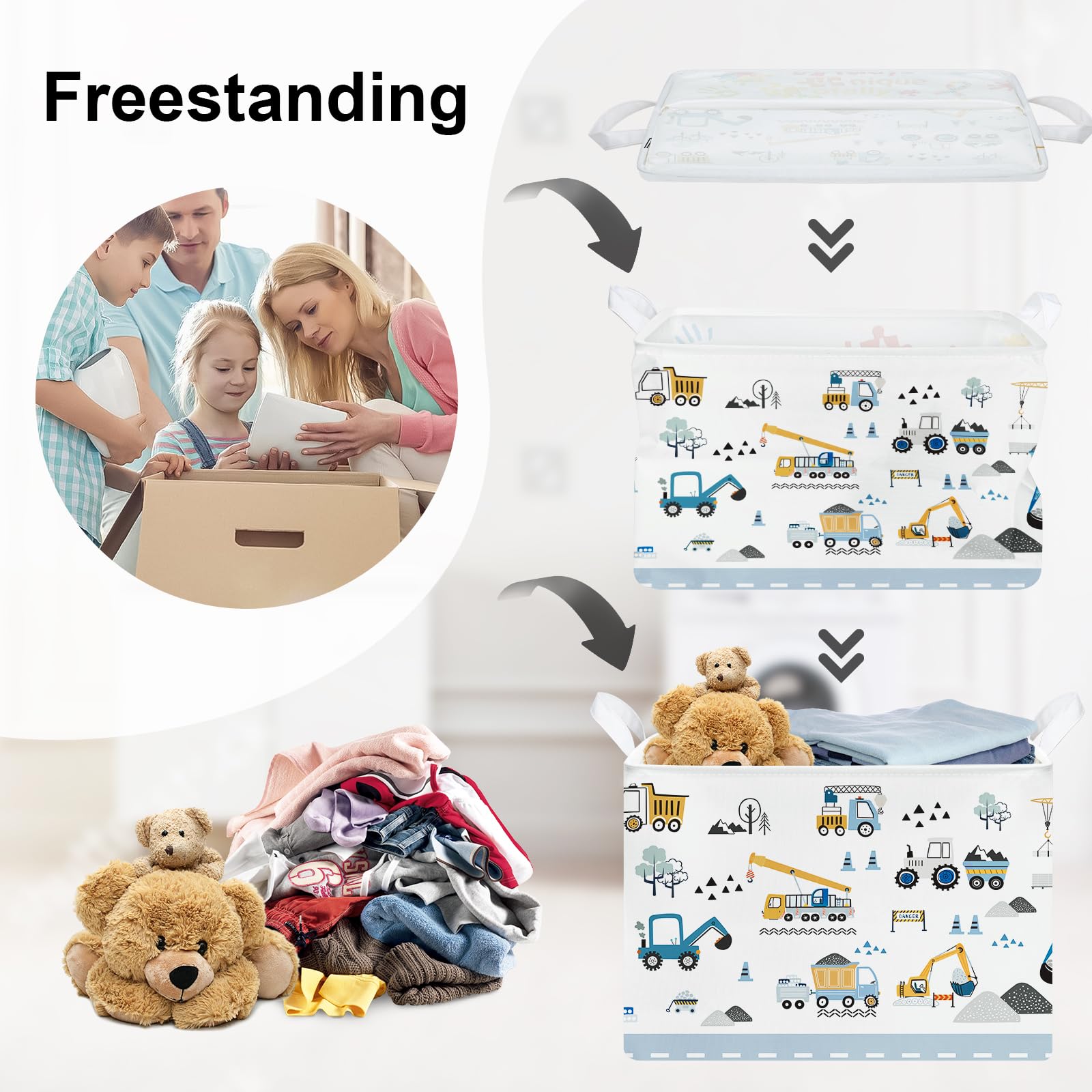 Clastyle Grote wolk regenboog kinderwasmand met deksel voor jongens meisjes kleding speelgoed opbergmand voor kinderkamer badkamer
