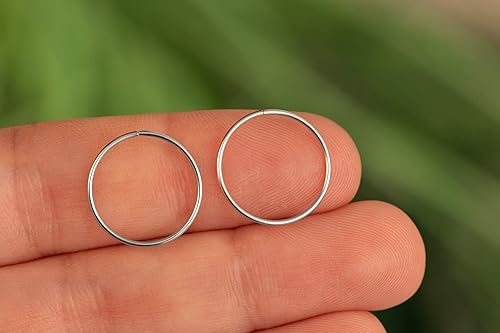 Miniatura 135 de Gold Hoop Earrings Silver Hoop Earrings - Hoop Earrings For Women Two Pcs Of Thin Gold Filled Sterling Silver Hoops, Helix Hoop, Tragus Ring