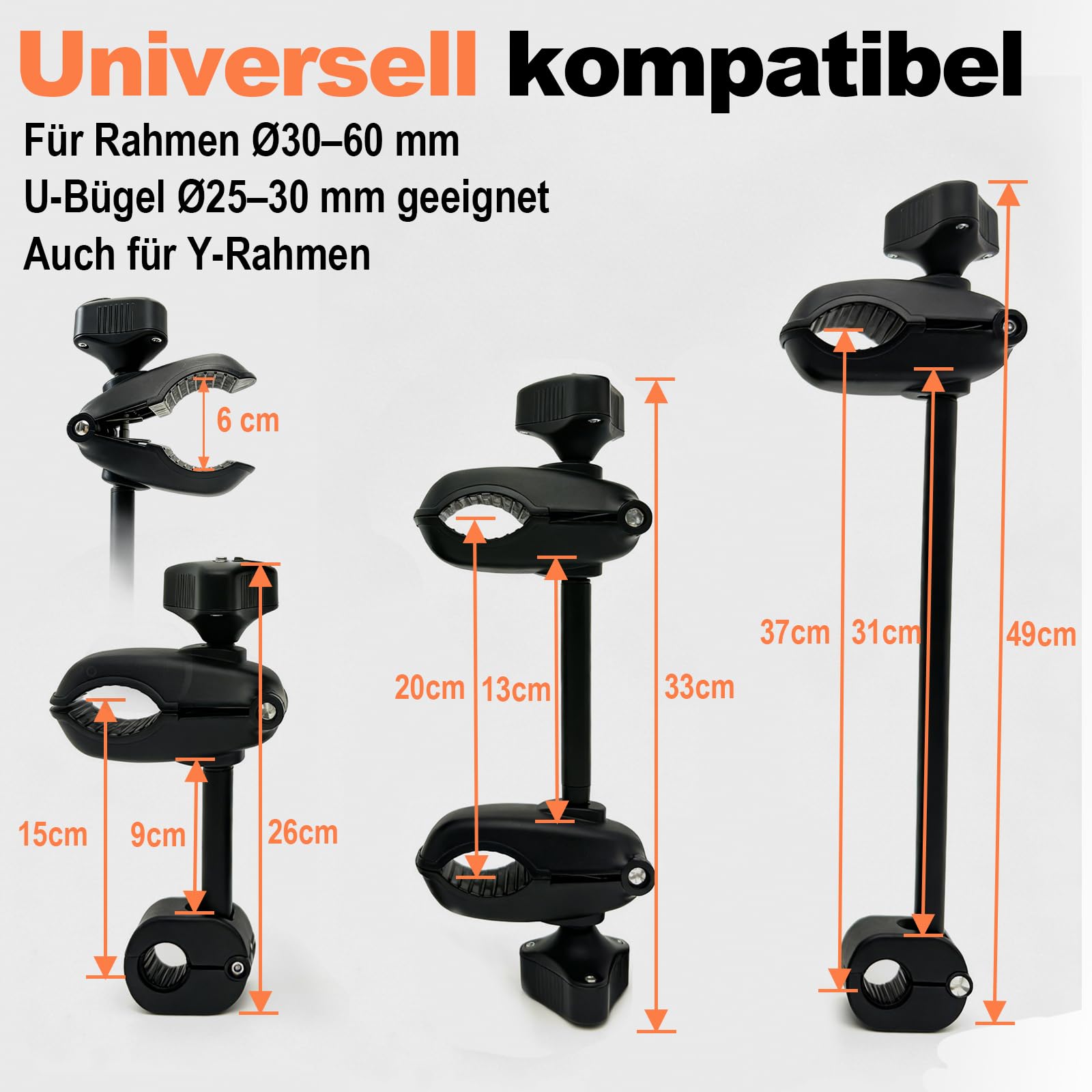 Rahmenhalter, Fahrradhalterung Bike Holder Fahrradträger Fahrradhalter Befestigung Klemme Reisemobil Rad, abschließbar, für U-Bügelrohr