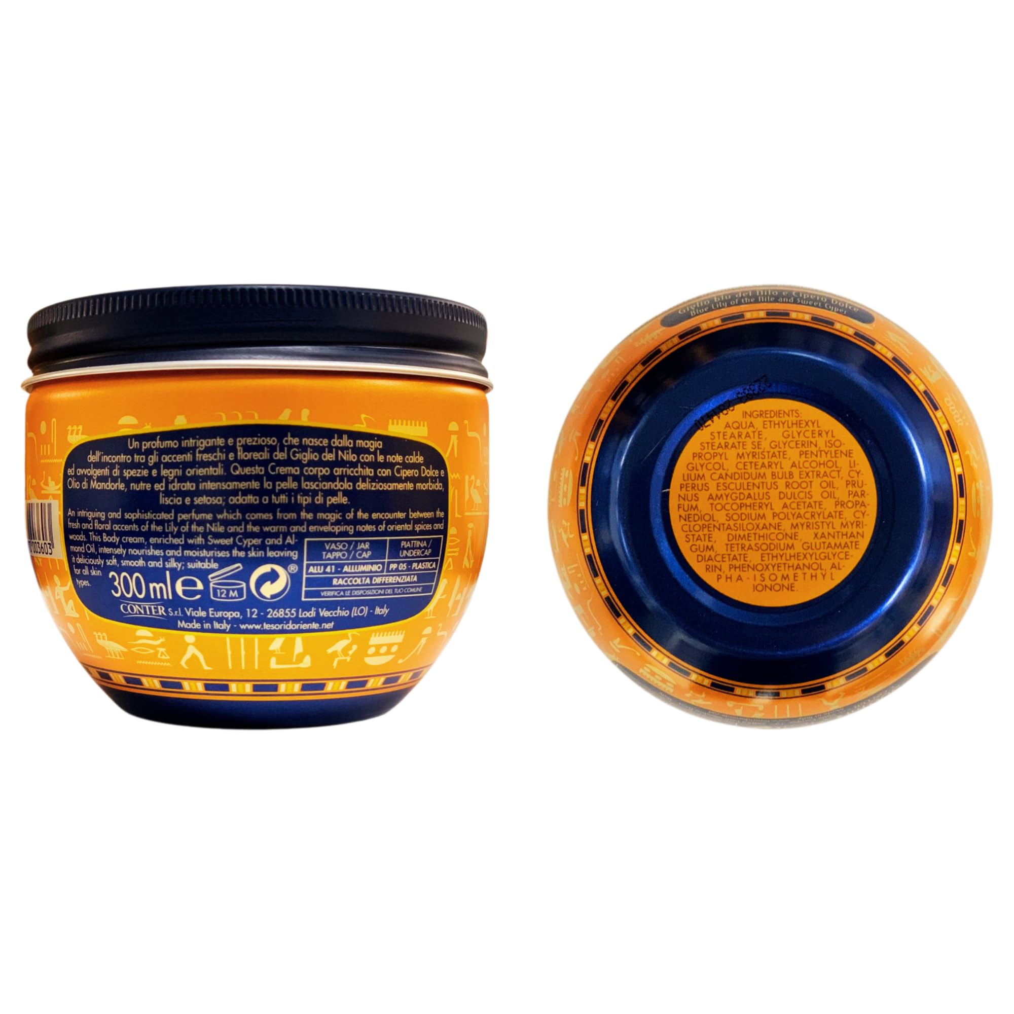 SET AEGYPTUS: Bagno Crema Aromatico 500ml + Doccia Crema Aromatica 250ml + Crema Corpo Aromatica 300ml + Profumo Aromatico 100ml + Guanto In Spugna