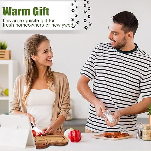 Miniatura 7 de Tabla de cortar de madera con forma de pata de acacia, tabla de pan de madera de 12 x 11 pulgadas, plato para servir quesos para carne, queso y