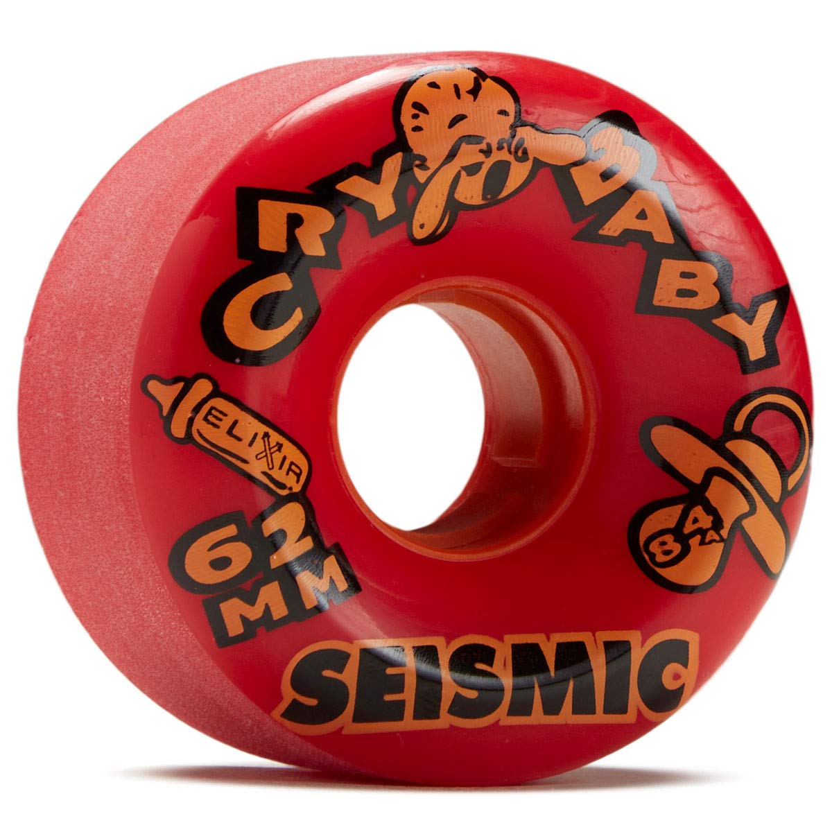 Seismic Crybaby 84a Longboard Wheels - Opaque Red Elixer - 62mm
