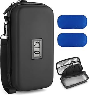 Insulin Cooler Travel Case with Temperature Display, Insulin Travel Case with 2 TSA Approved Ice Packs for Insulin Pens,Diabetic Supplies Organizer, Medicine Travel Cooler for Daily Life,Trip