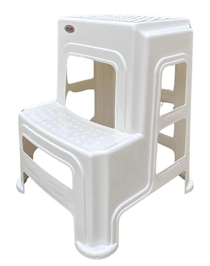 Supreme 2-Step HeavyDuty Multi-Purpose Step Stool for Kitchen, Home and Office Use (Color-Milky White, Pack of 1)