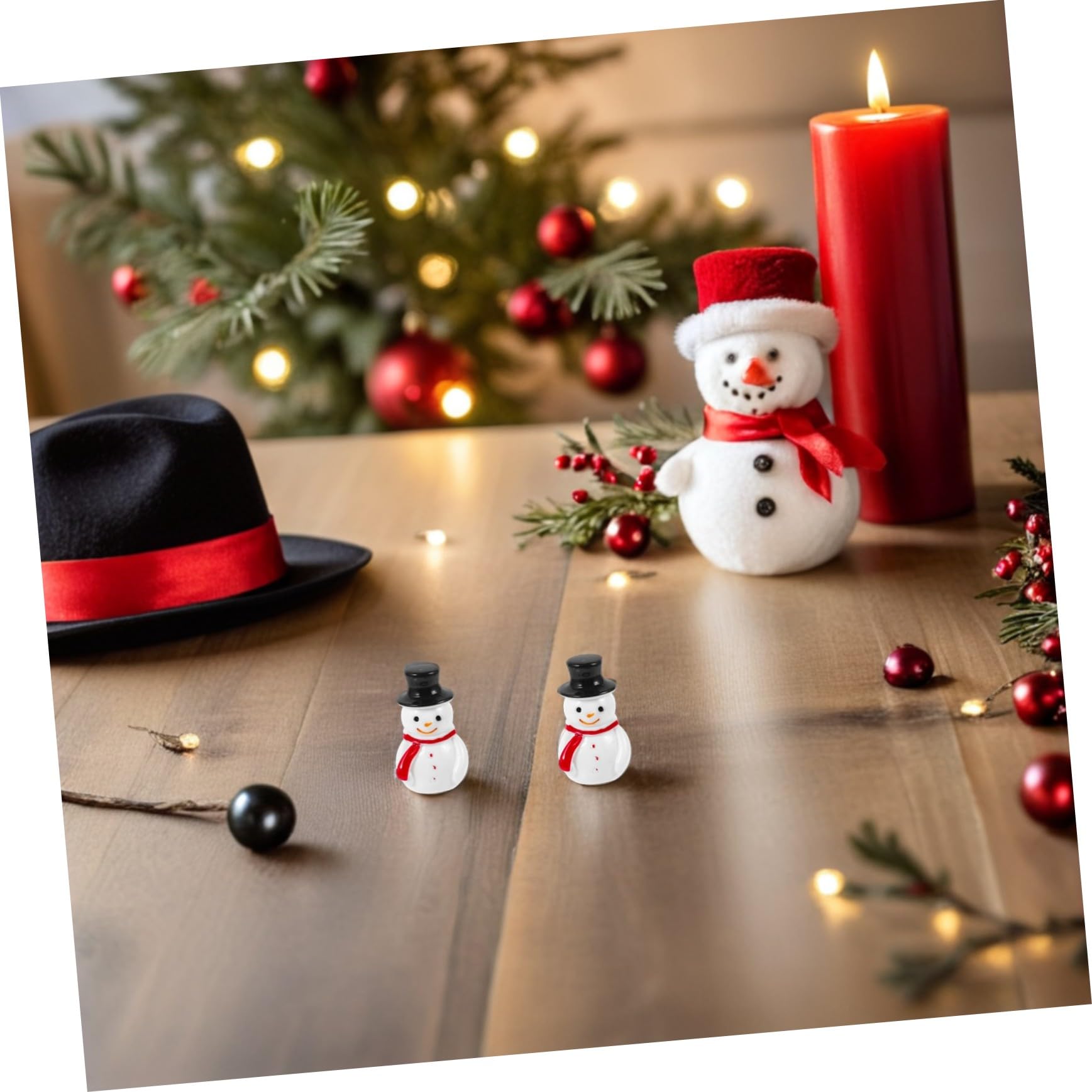 TOYANDONA 100piezas Decoración de Mini Muñeco de Nieve Figura de Muñeco de Miniatura Adorno de Resina para Casa de Muñecas para Jardines de Hadas y Manualidades de Navidad