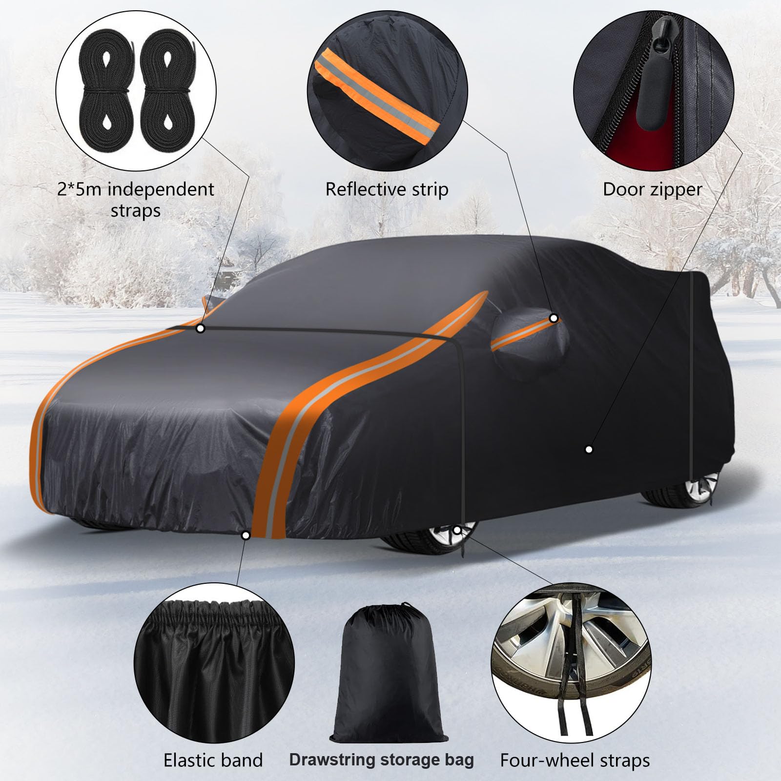 Dototow 8-Layer All Weather Waterproof Car Cover Custom Fit for Subaru WRX Impreza STI 2007-2025 Lab-Verified Snow Rain — view 3