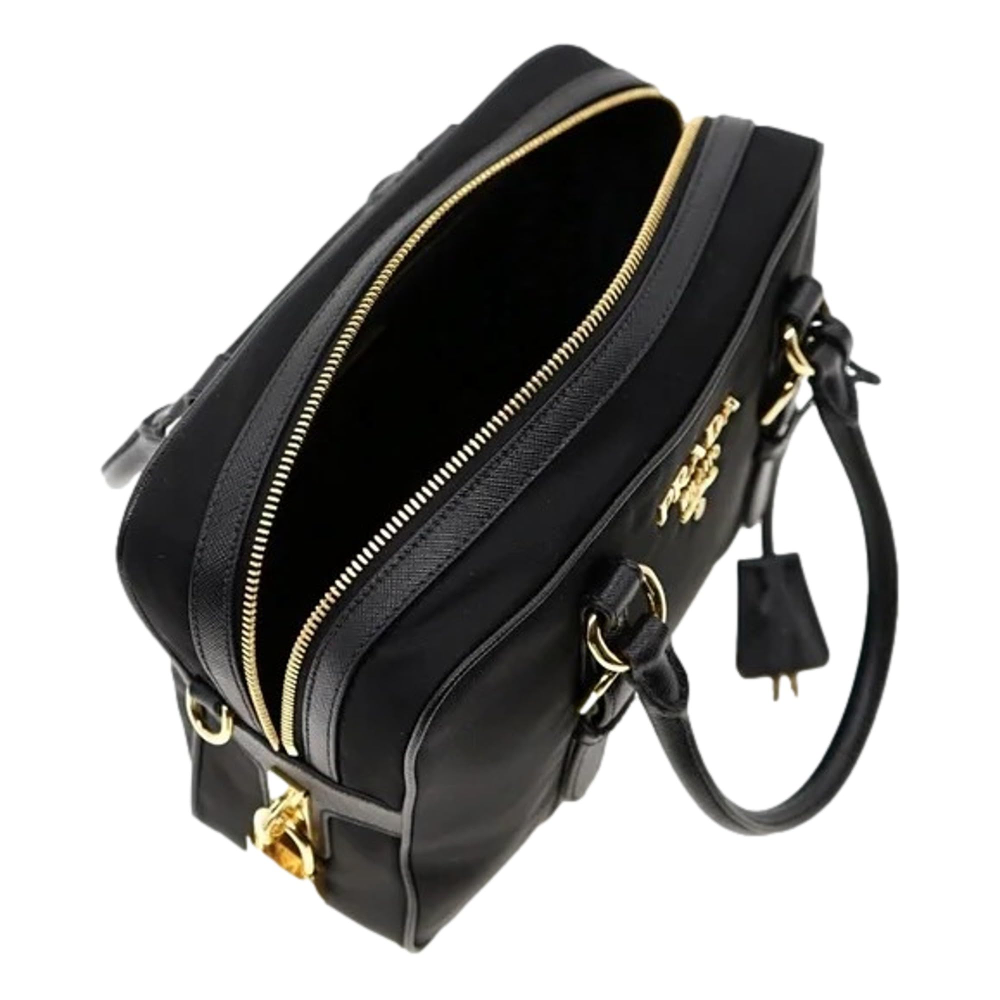 Prada Black Nylon Saffiano Satchel Shoulder Bag