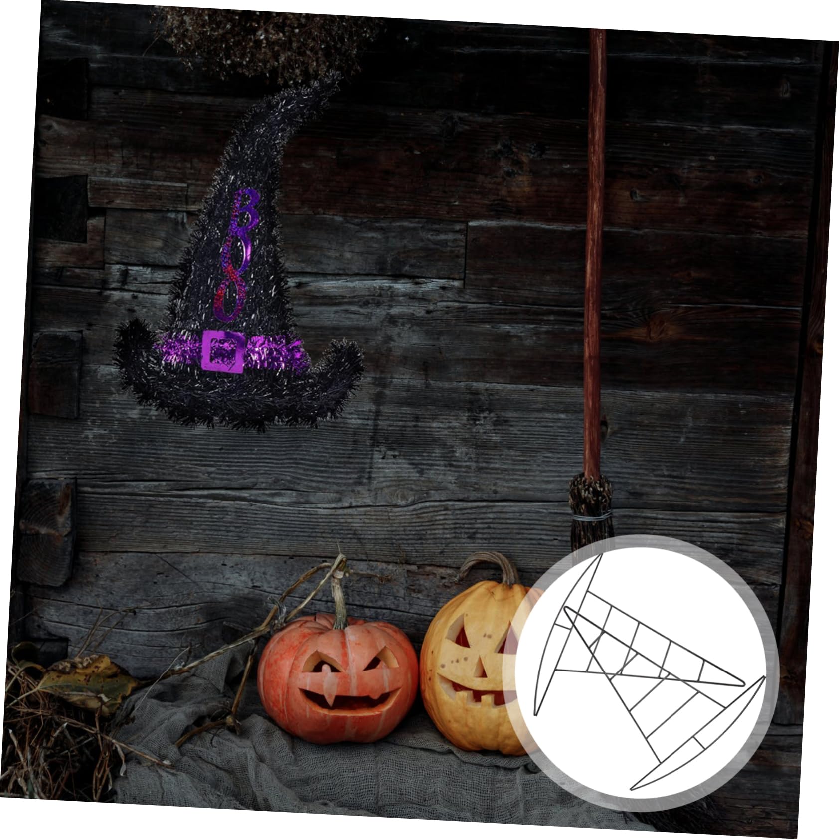 Happyyami 2pcs Metal Witch Hat Wreath Frame DIY Flower Garland Frame for Halloween Decorations