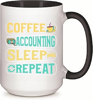 Unique Gift for Accountant Lovers Coffee Accounting Sleep Repeat Finance CPA 11oz 15oz Inner Color Accent Mug