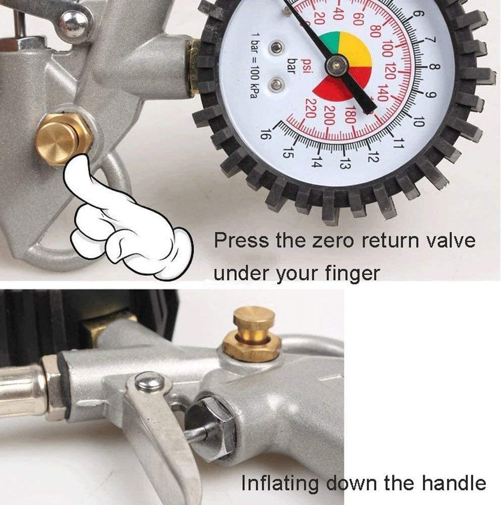 AGAATI Esperto di manometri per Pneumatici, Linea d'Aria per manometri per Pneumatici 0-220 PSI, Mantenimento del manometro per Pneumatici, manometro per Pneumatici per Auto