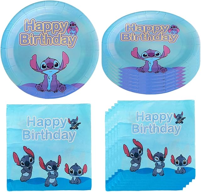 Lilo and Stitch Birthday Party Supplies Set,20pcs Lilo and Stitch plates and 20pcs lilo and stitch napkins