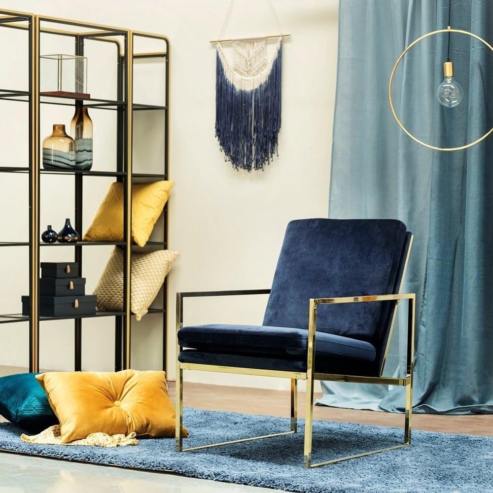 Hemma Bruket 2PCS Chairs for Living Room,Velvet Chair,Bedroom Armchairs, Super Strong Brass Plated Gold Metal Steel Frame,Velvet Seat Cushion