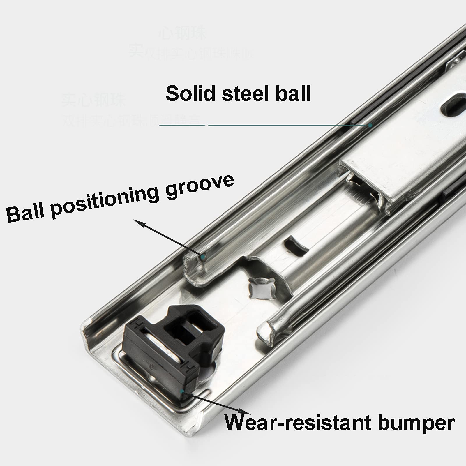 Guide con Cuscinetti a Sfera ad Estrazione Totale Guide per cassetti per carichi Pesanti Set di 3 sezioni 10~40 Pollici Guide per cassetti con Montaggio Laterale Guide per scaffali Merci, armadi,