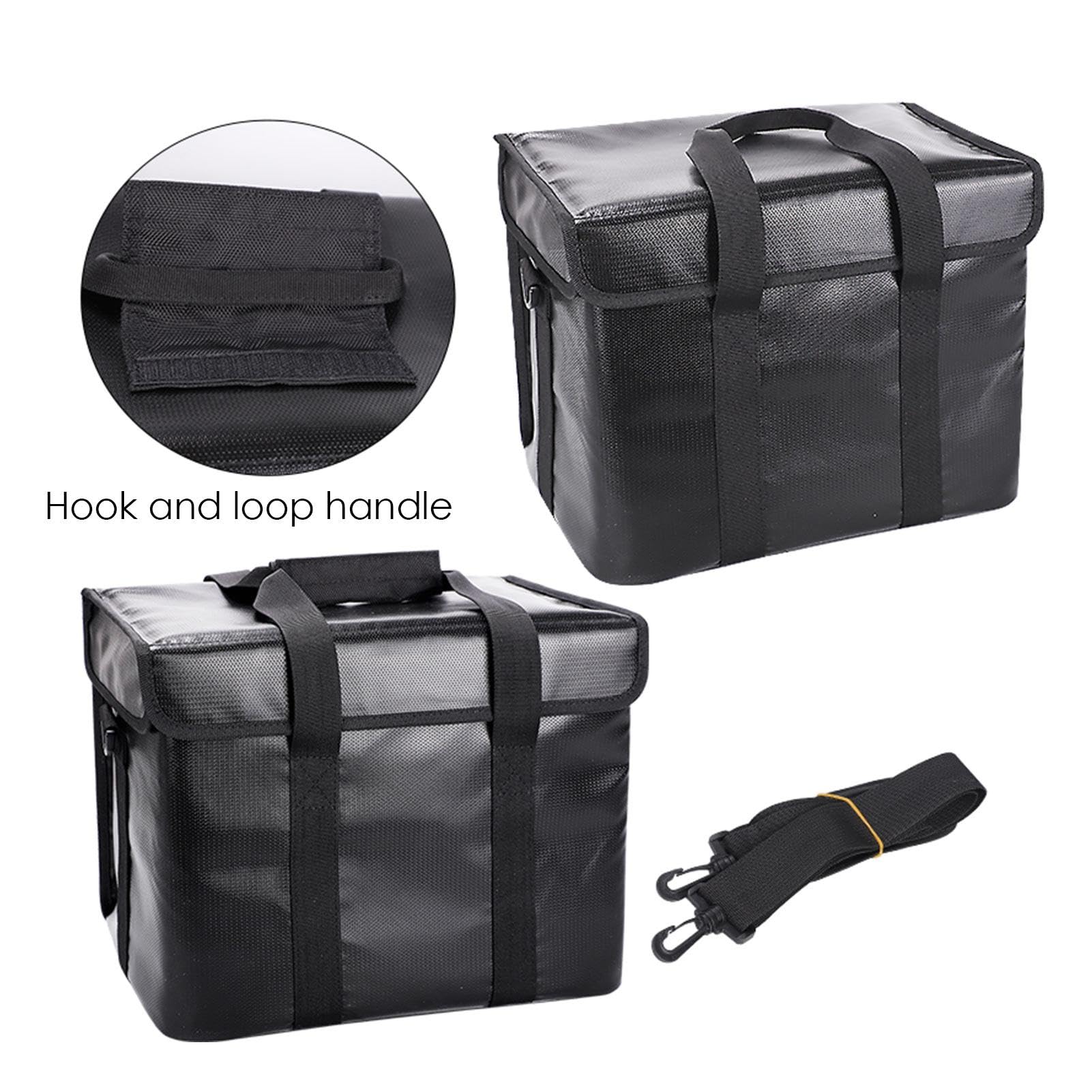 Sichere Tasche für Liipo Batterie – Sichere Liipo-Tasche, wasserdichte feuerfeste Batterie-Tasche | Sichere Aufbewahrungstasche für Liipo-Akku mit großer Kapazität mit Schultergurt, schwarzer Schutz