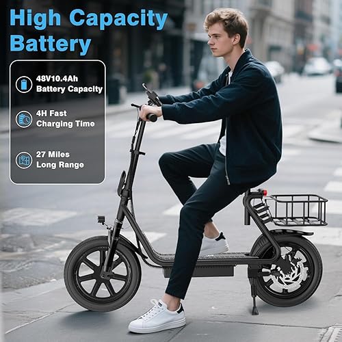 Vista 20 de VOLPAM Electric Scooter, 350W/500W Powerful Motor, 8.5"/10" Solid Tires, 19/22Mph, 28/23/21/16 Miles Max Range, Dual Braking