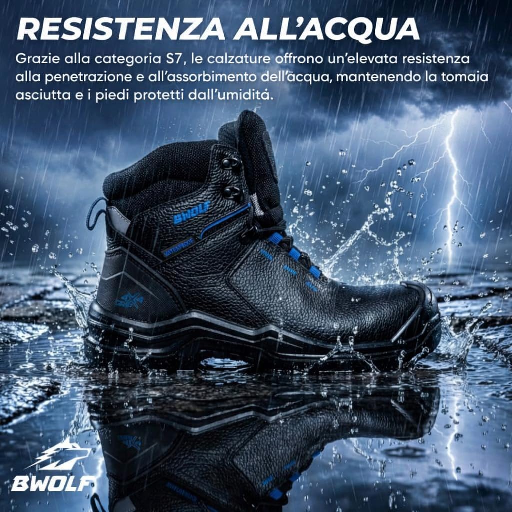 BWOLF PANZER HI S7S Scarpe antinfortunistiche impermeabili S7S | Puntale composito, protezione anti-perforazione in Kevlar, suola in poliuretano antiscivolo