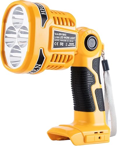 Linterna para batería Dewalt 20v, 12W 1120LM 20V LED luz de trabajo con puerto USB-A, 4 modos de iluminación para reparación, garaje, camping,