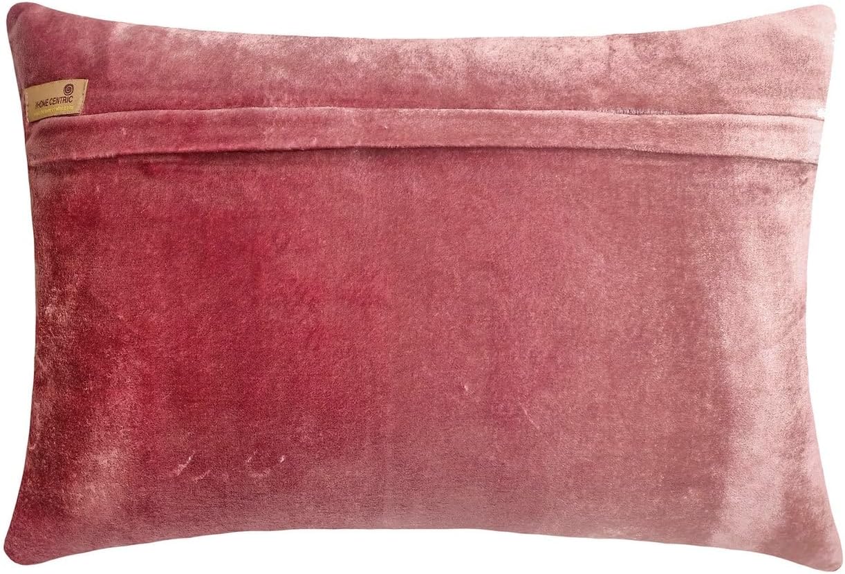 The HomeCentric Halloween Decorative Lumbar Pillow Cover Pink 12"x16" Fall Oblong Pillow Covers, Velvet Beaded Oblong Pillow, Striped Pattern Modern - Sparkling Stripe Pink