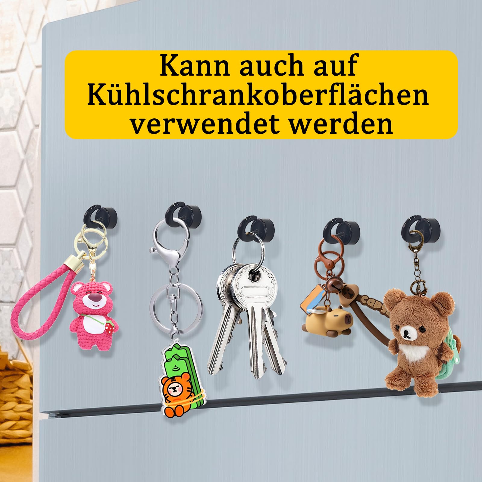 mini magneti forti con gancio per ufficio, aula, nave da crociera e cucina, graziosi ganci magnetici al neodimio per frigorifero – 10 pezzi per confezione (Nero)