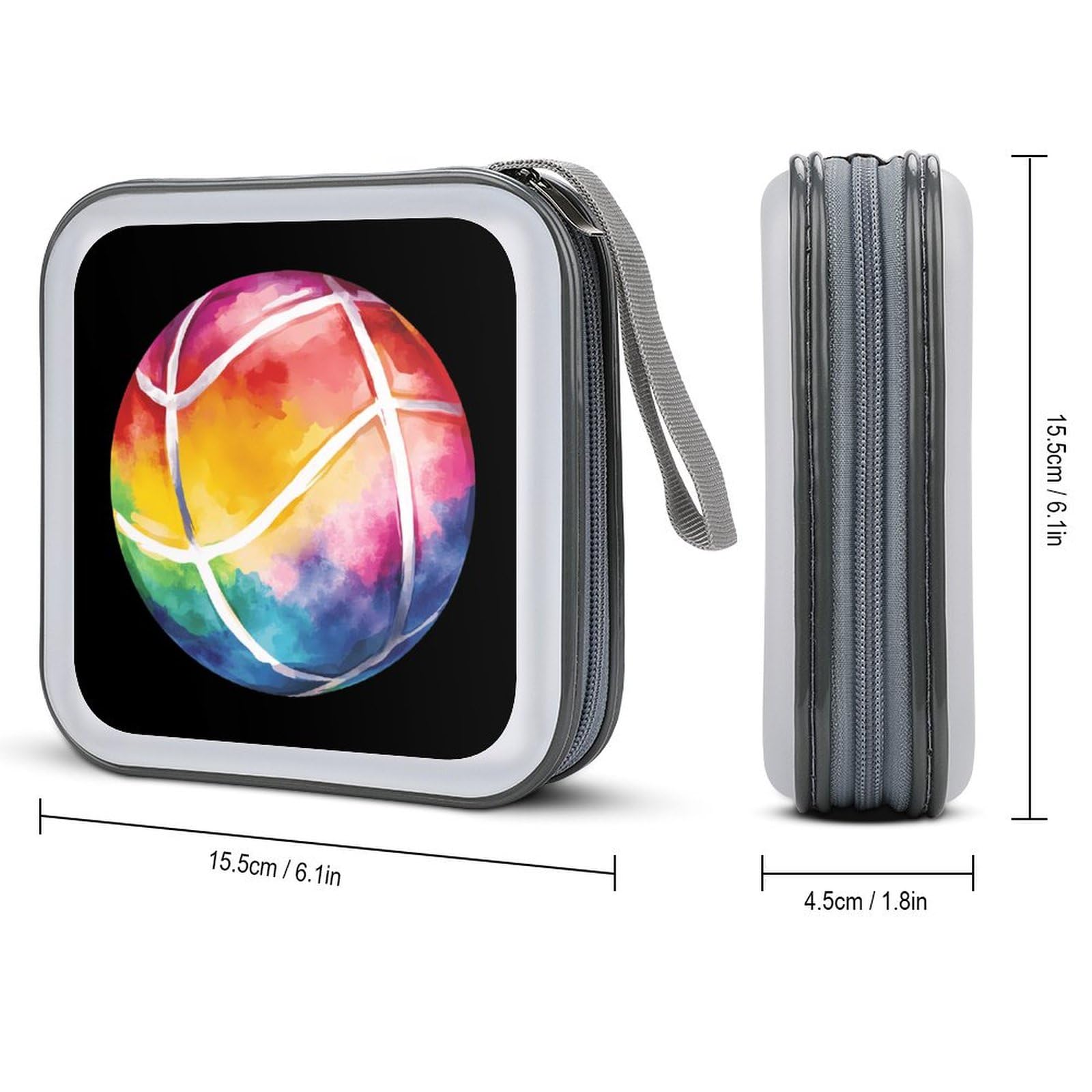 Volleyball Ball Tie-dye CD Case Portable DVD Holder Storage Organizer for Home Travel