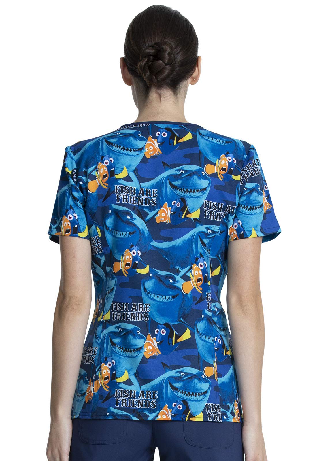 Cherokee Tooniforms V-Neck Kasack, Schlupfhemd mit Motiv Dorie Nemo Fish Are Friends (L)