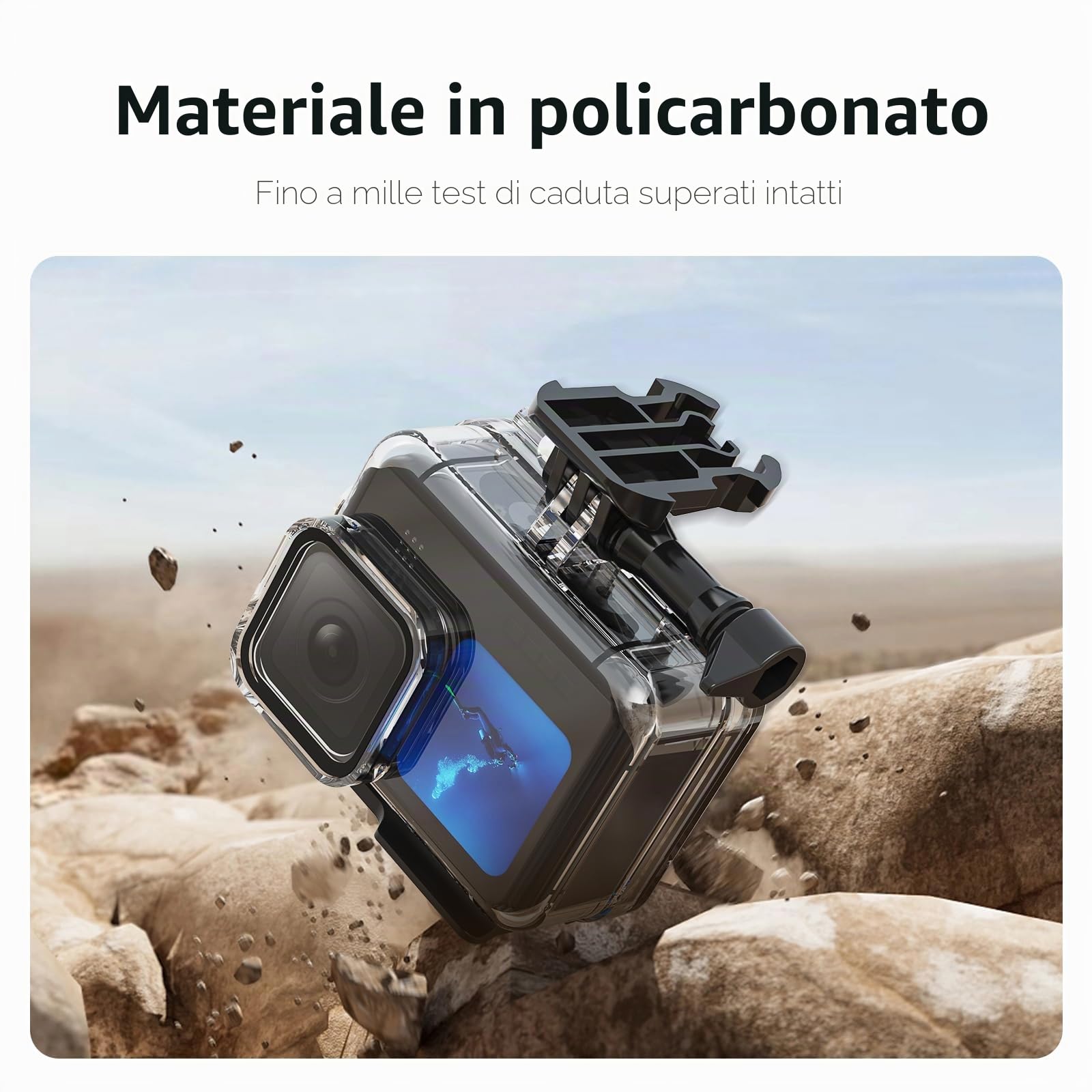 Adaptom 60M Custodia Impermeabile per GoPro Hero 12 Hero 11 Hero 10 Hero 9 Black, Custodia Protettiva Subacquea Impermeabile Include Supporti Tripode e Vite di Fissaggio, per GoPro Hero 11/10/9