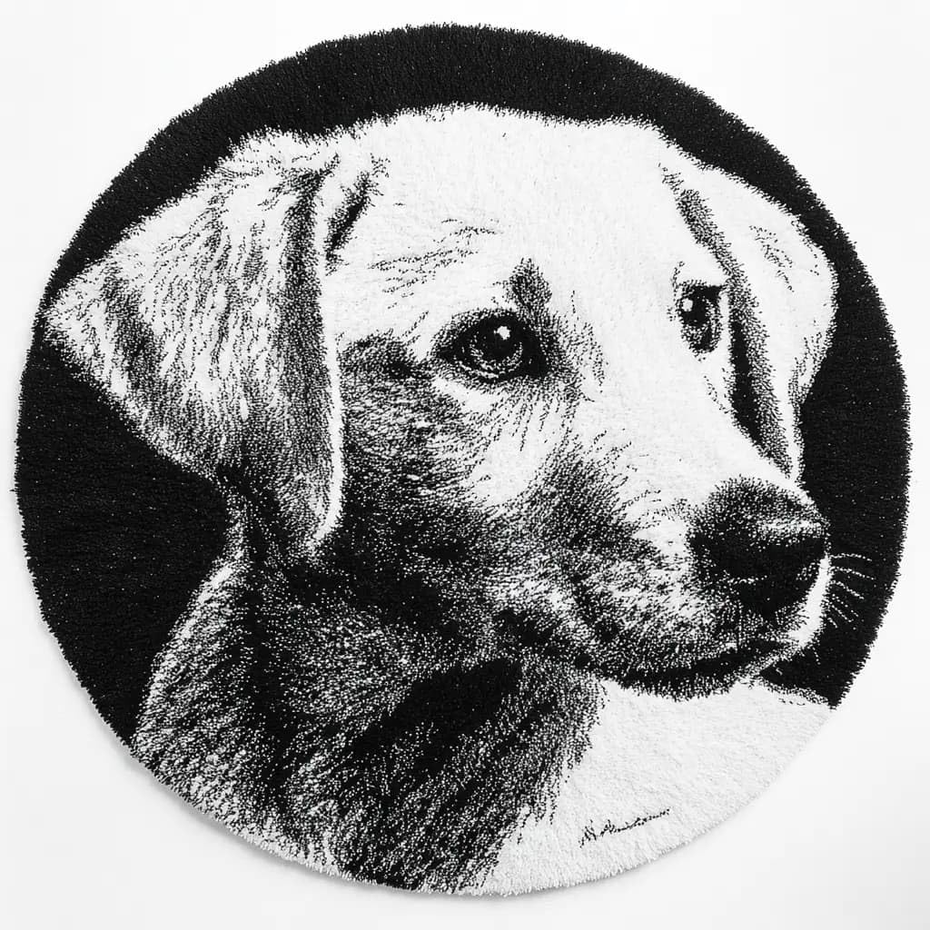 WallustrioaW Round Latch Hook Rug Kits Dog for Adults and Starter 50 * 50Cm