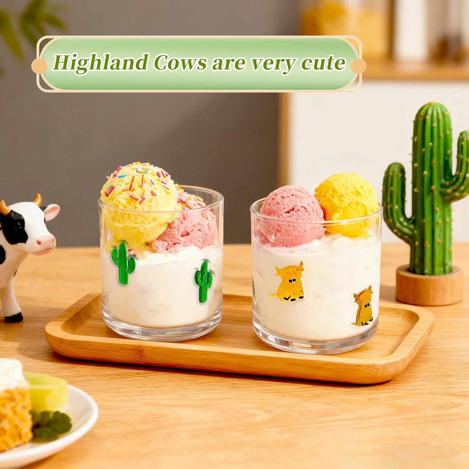 2 Pcs Aesthetic Glass Juice Cups Highland Cows Wine Glass 14oz Funny Highland Cow Glasses Gifts Set Aesthetic Drinking Glass for Women Sister Friend Party - Image 5