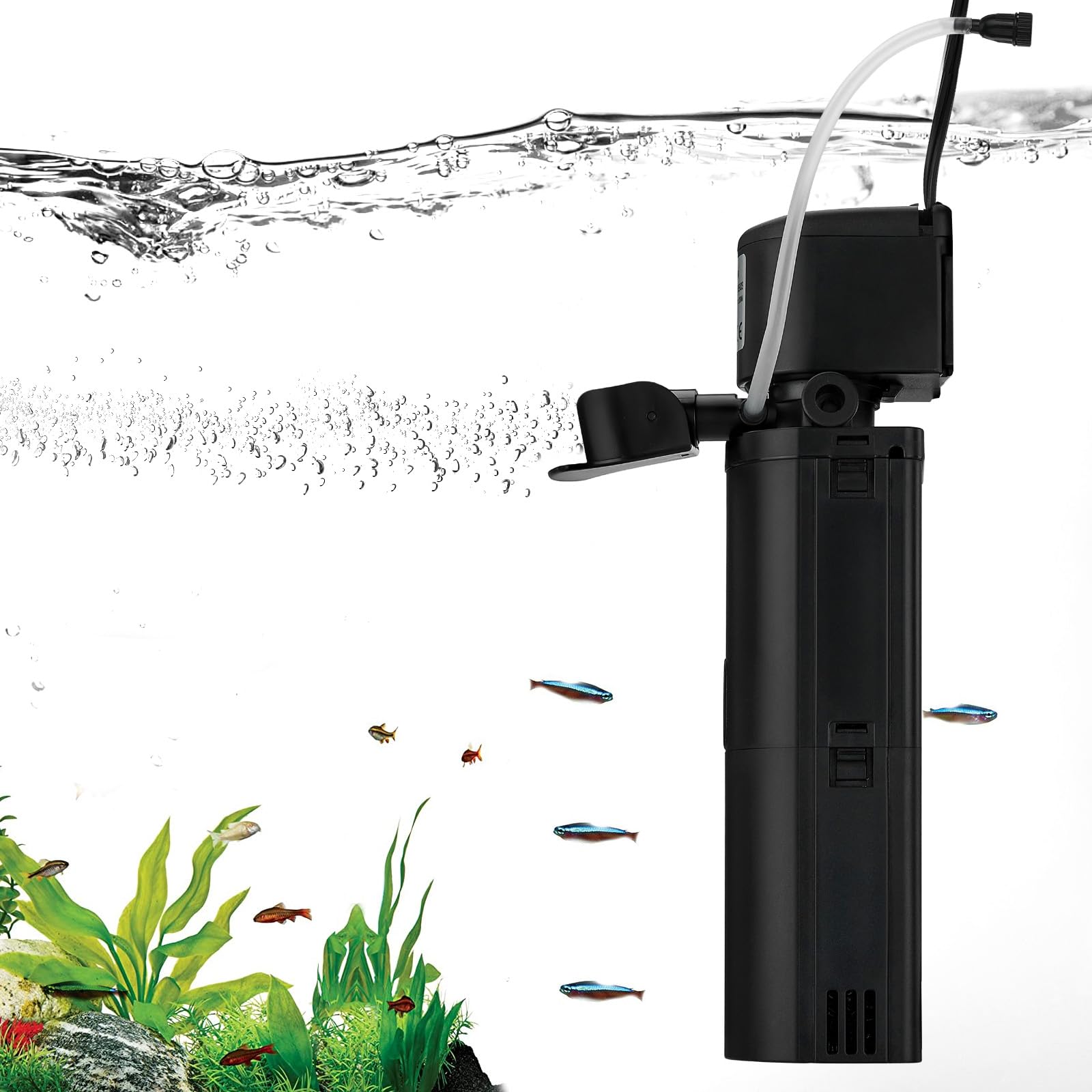 Filtro UV per acquario a doppia camera, filtro sommergibile 4 in 1 per serbatoi di tartarughe da 20-75 galloni, macchina verde ultra silenziosa con filtrazione, produzione di onde e ossigenazione