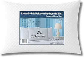 Travesseiro Matelassê Regulável Plumelle, Zíper Lateral, Altura Ajustável, Toque de Pluma, Fibra Siliconada Antialérgica e Lavável em Máquina – 70x50 cm
