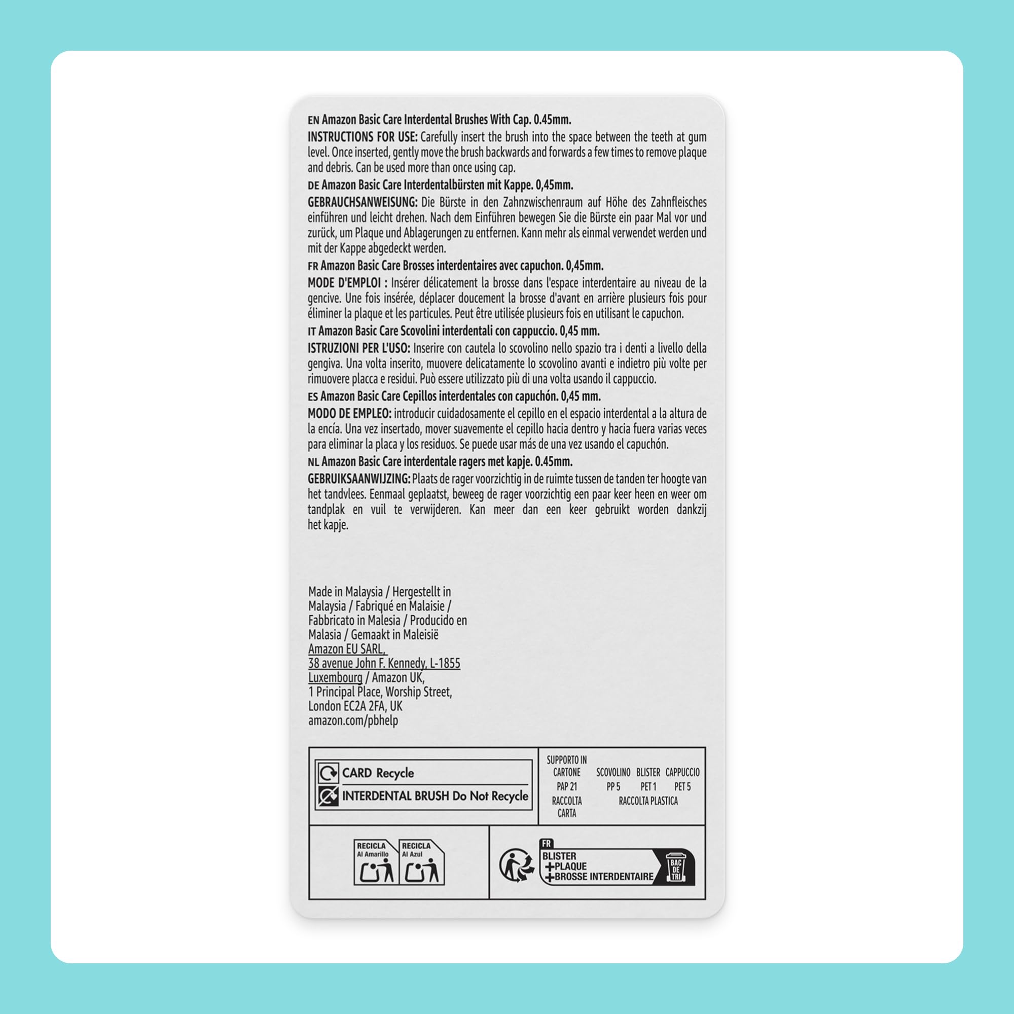 by Amazon - Scovolini interdentali, 0,45 mm, 24 pezzi, Arancione
