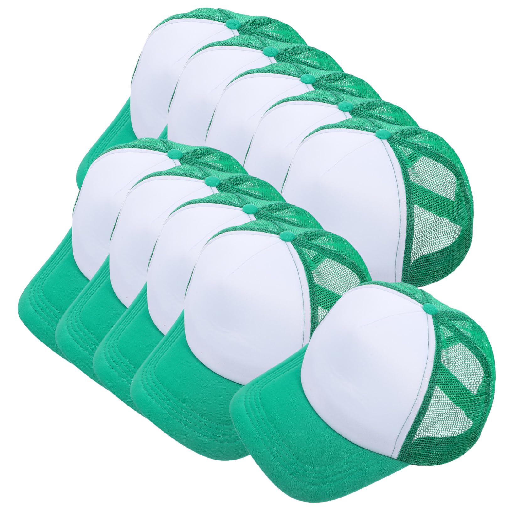 Gorra de Béisbol 10 Piezas Verde de Malla en Blanco