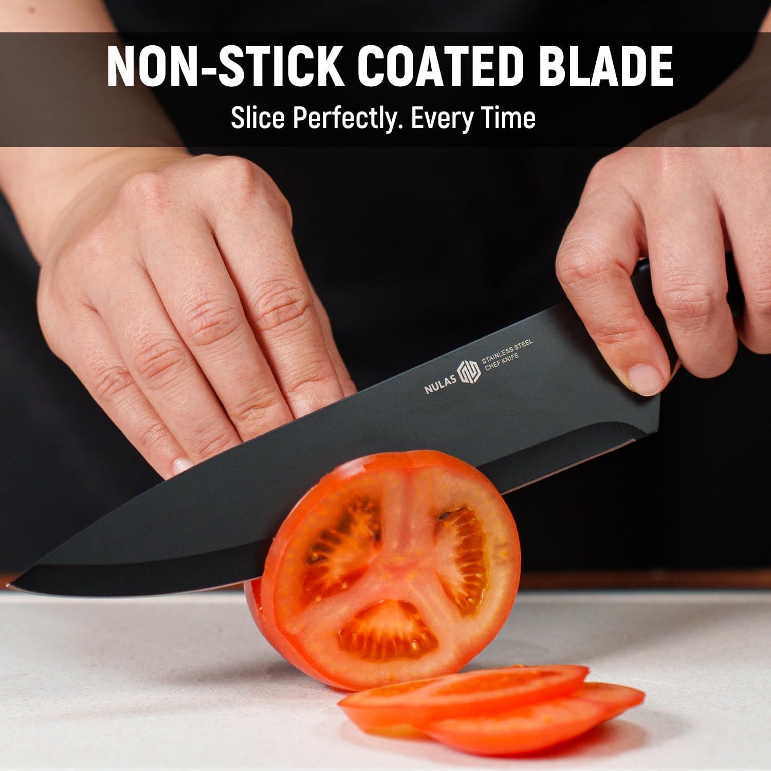 Knife Set, 15-Piece Kitchen Knife Set with Block and Built-in Sharpener, Dishwasher Safe, Non-slip Handle, 6 Steak Knives, Black