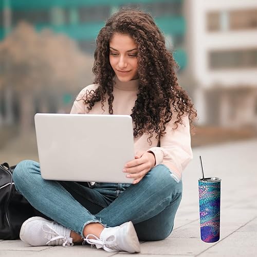 Miniatura 4 de Vaso delgado de leopardo con tapa y pajita, estampado de guepardo, taza de viaje aislada de acero inoxidable de 20 onzas para mujeres, madres, niñas