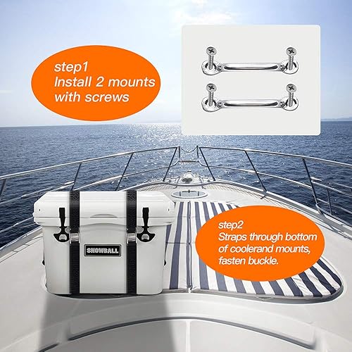 Miniatura 6 de Cooler Tie Down Kit SS 316 Cam Buckle Correas de amarre para Yeti RTIC y otros enfriadores universales, correas de amarre más frescas seguras para