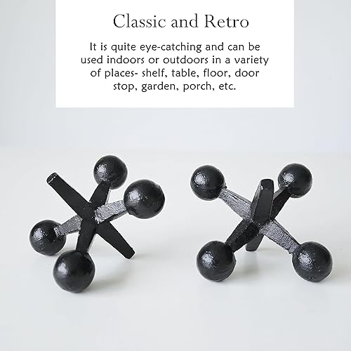 Miniatura 3 de Jack de hierro fundido retro decorativo para el hogar, decoración de estantería, esculturas para decoración del hogar, juego de 2 (negro)