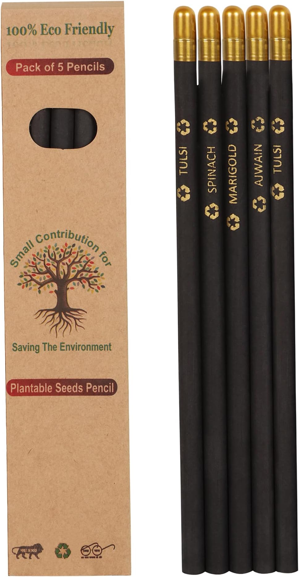 Ecofriendly Plantable Pencil Set of 5| Stationery for School | Office | Seed Pencils