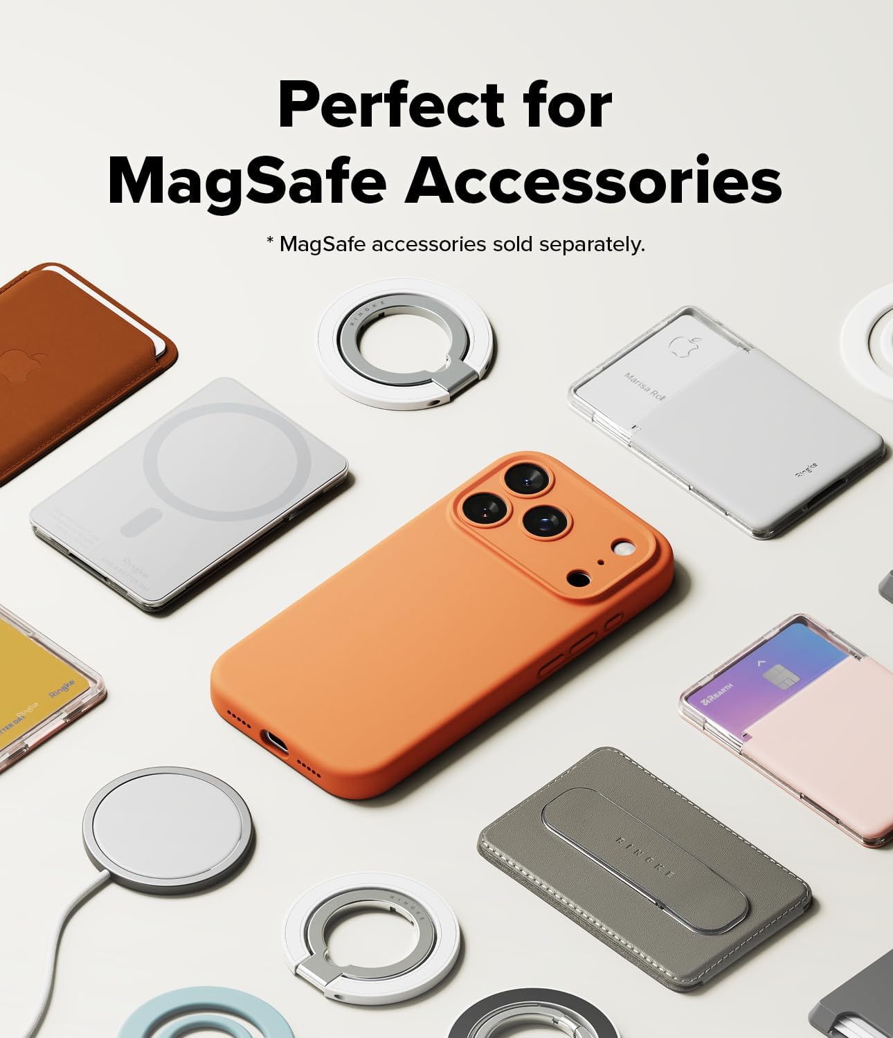 Ringke for iPhone 17 Pro Max Case, Silicone Magnetic [Compatible with MagSafe] Feels Velvety Slim Cute Soft Phone Cover for Women, Men - Tangerine
