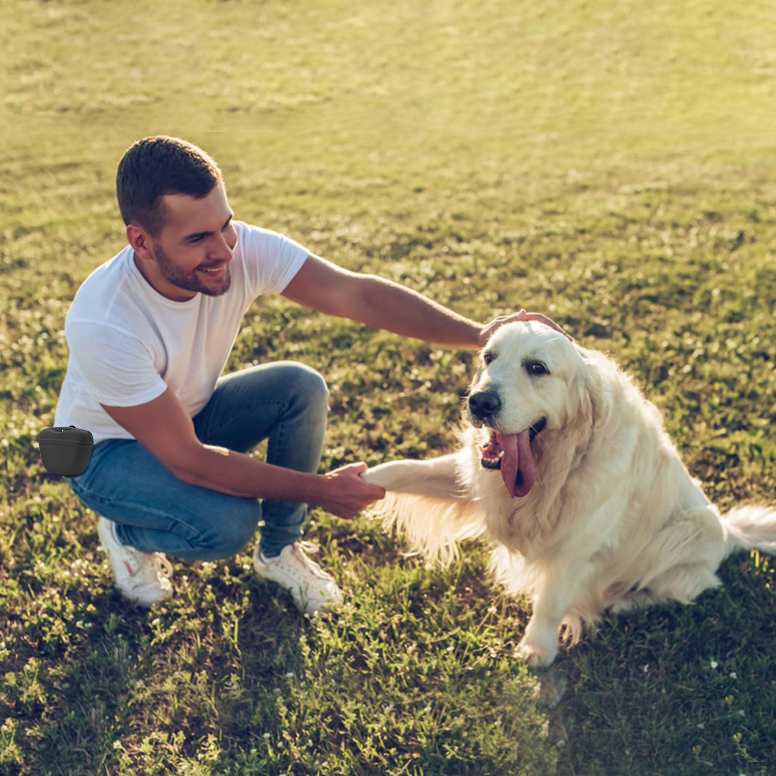 AUDWUD Custodia in Silicone per crocchette per Cani,Contenitore Portatile per l'addestramento Comoda Chiusura con Fibbia Magnetica e Clip in Vita,Senza BPA