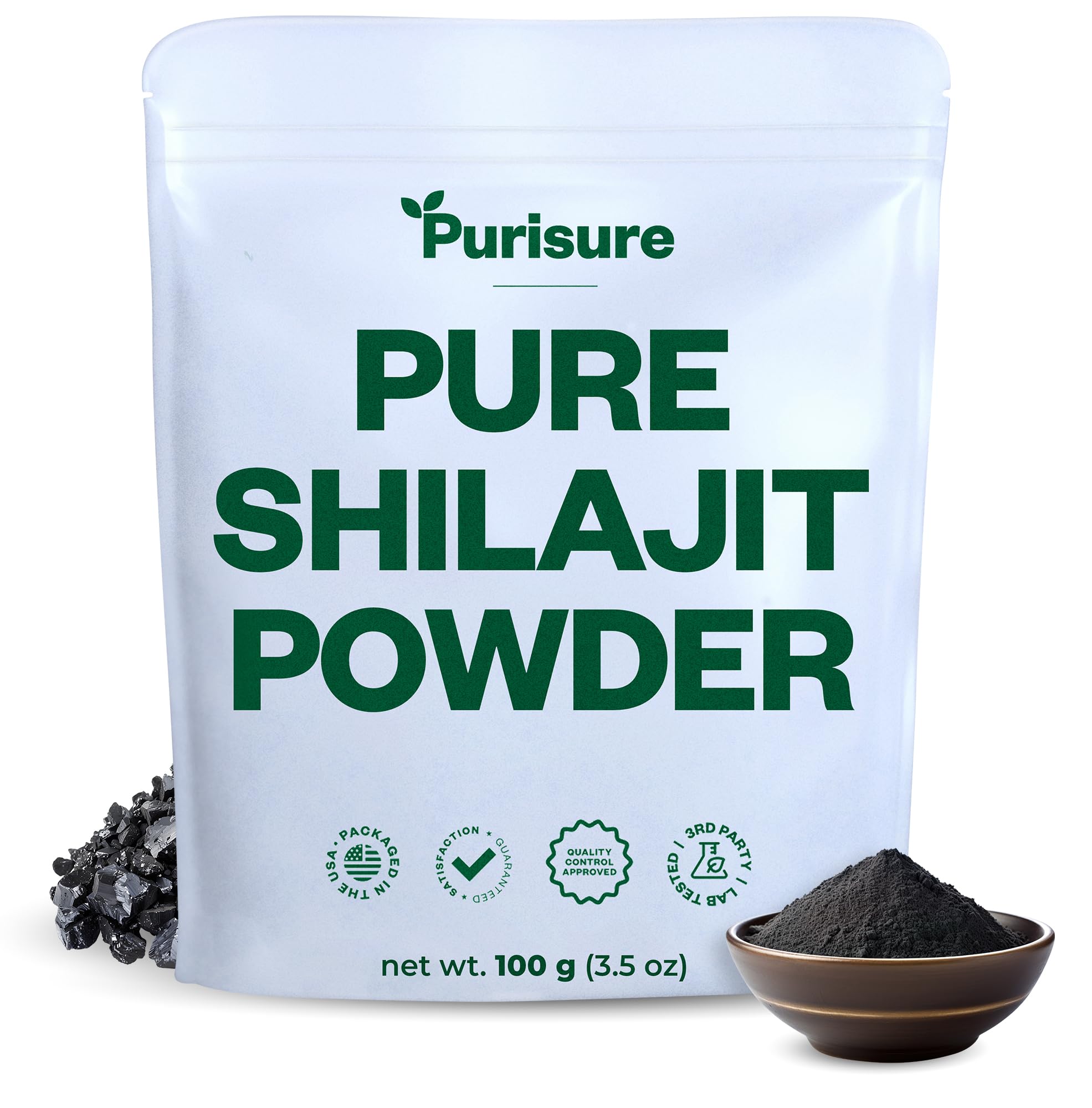 Purisure Shilajit Supplement Powder, 100g, Pure Himalayan Mineral with Fulvic Acid Powder, 12:1 Pure Fulvic Minerals Compound for Energy Supplement, 400 Servings